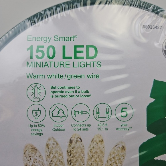 GE Energy Smart 150 Ct 49.6 ft Warm White MIniature LED Christmas String Light - Picture 2 of 5